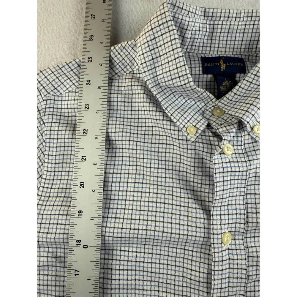 Ralph Lauren Kids Blue Plaid Long Sleeve Button Down‎ Shirt - Size L